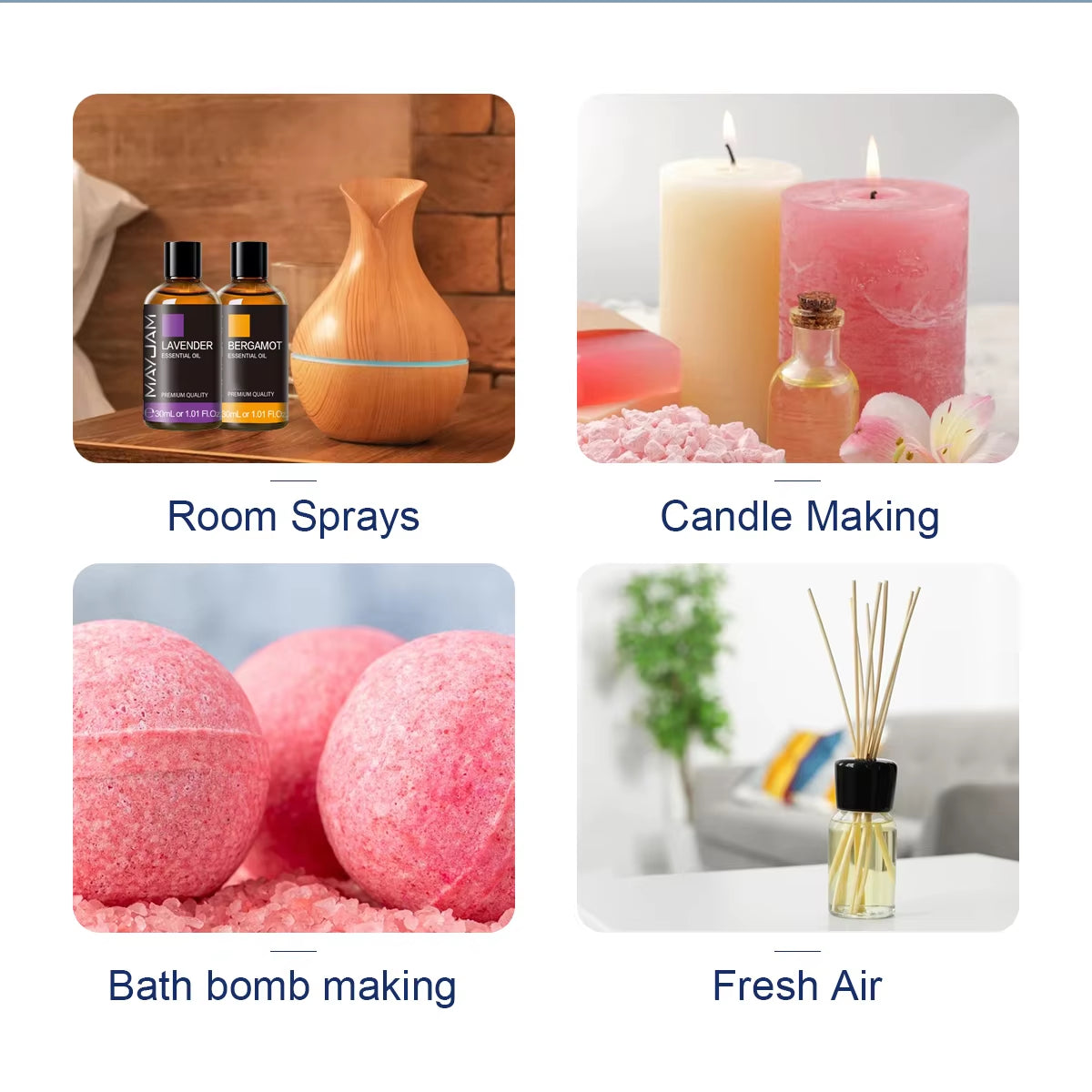 30ML Essential Oils Vetiver Thyme Vanilla Peppermint Ylang Ylang Jasmine Eucalyptus for Humidifier Scented Candle
