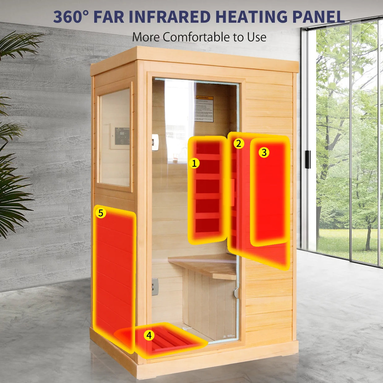 800W Far Infrared Sauna with Carbon Heaters, Canadian Hemlock Wood, Indoor Use