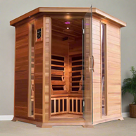 Luxury 4-Person Cedar Corner Infrared Sauna Bluetooth speaker system
