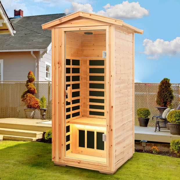 One Person Far Infrared Old Fir Outdoor Sauna Room