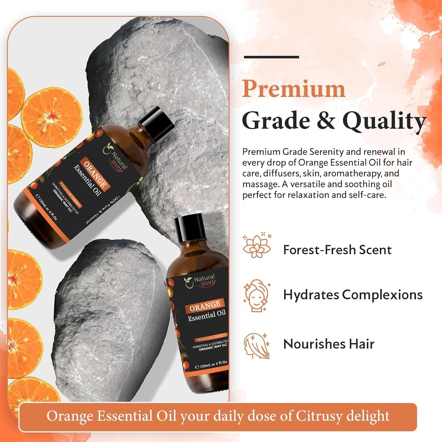 Orange Essential Oil | Premium Grade Essential & Massage Oils 4 Fl Oz (120 Ml)